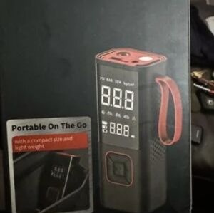 Portable Tire Inflator Set With Accesories Black